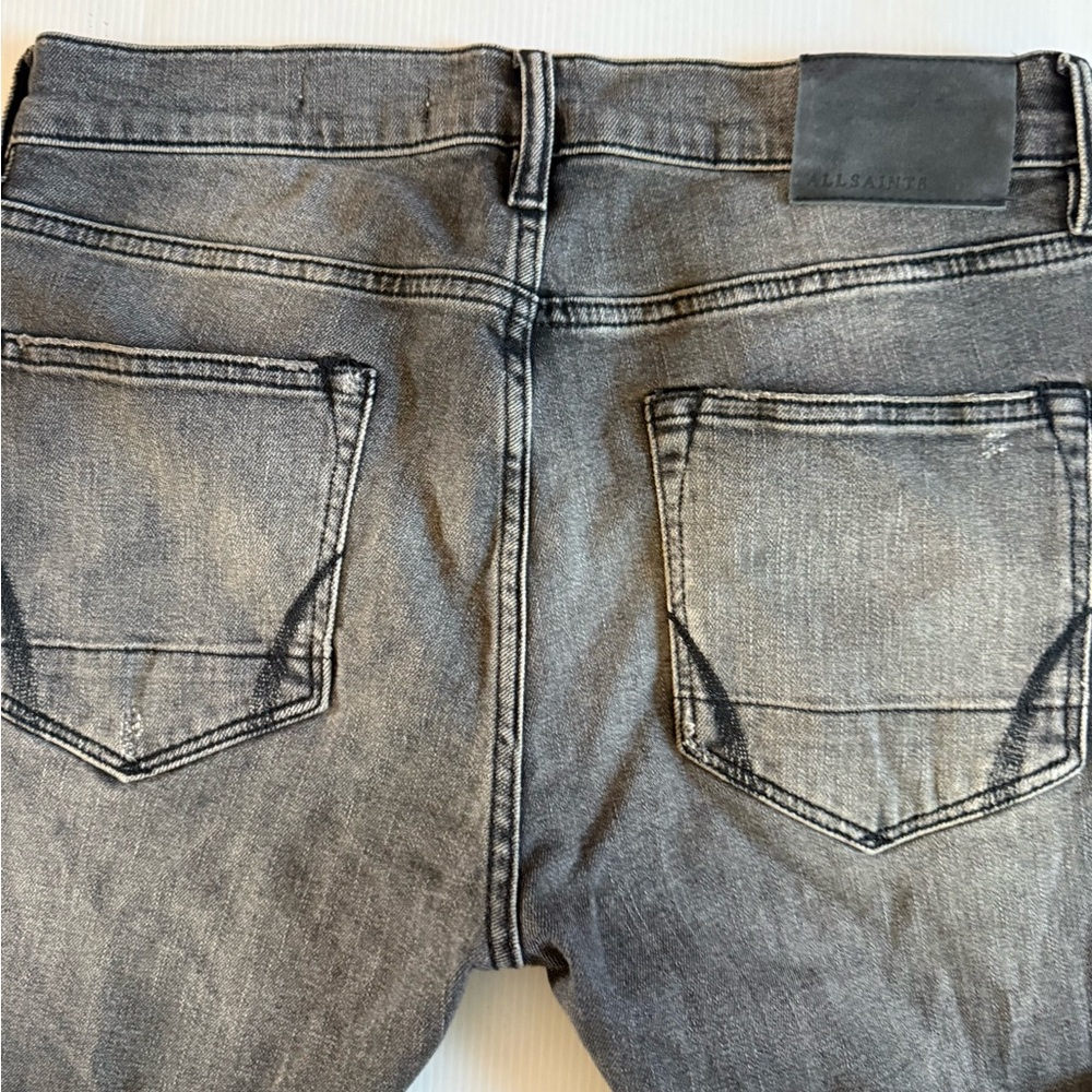 All Saints Jeans Mens 32x33 Black Denim Cigarette Skinny Straight Stretch Work‎ - Picture 6 of 11